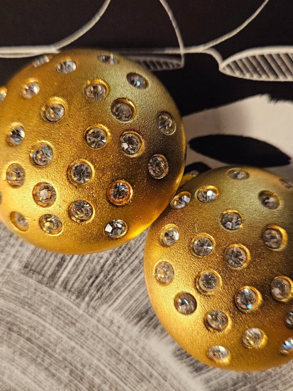 80s-90s Style Gold & Crystal Dome Earrings